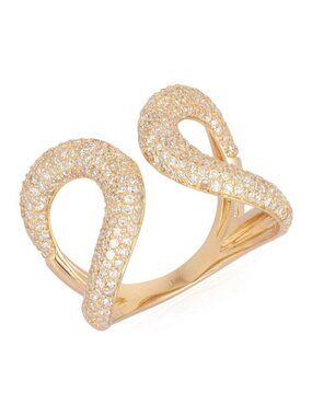 Pave Wave 14K (or 18k upon request) Yellow Gold Open Band Ring